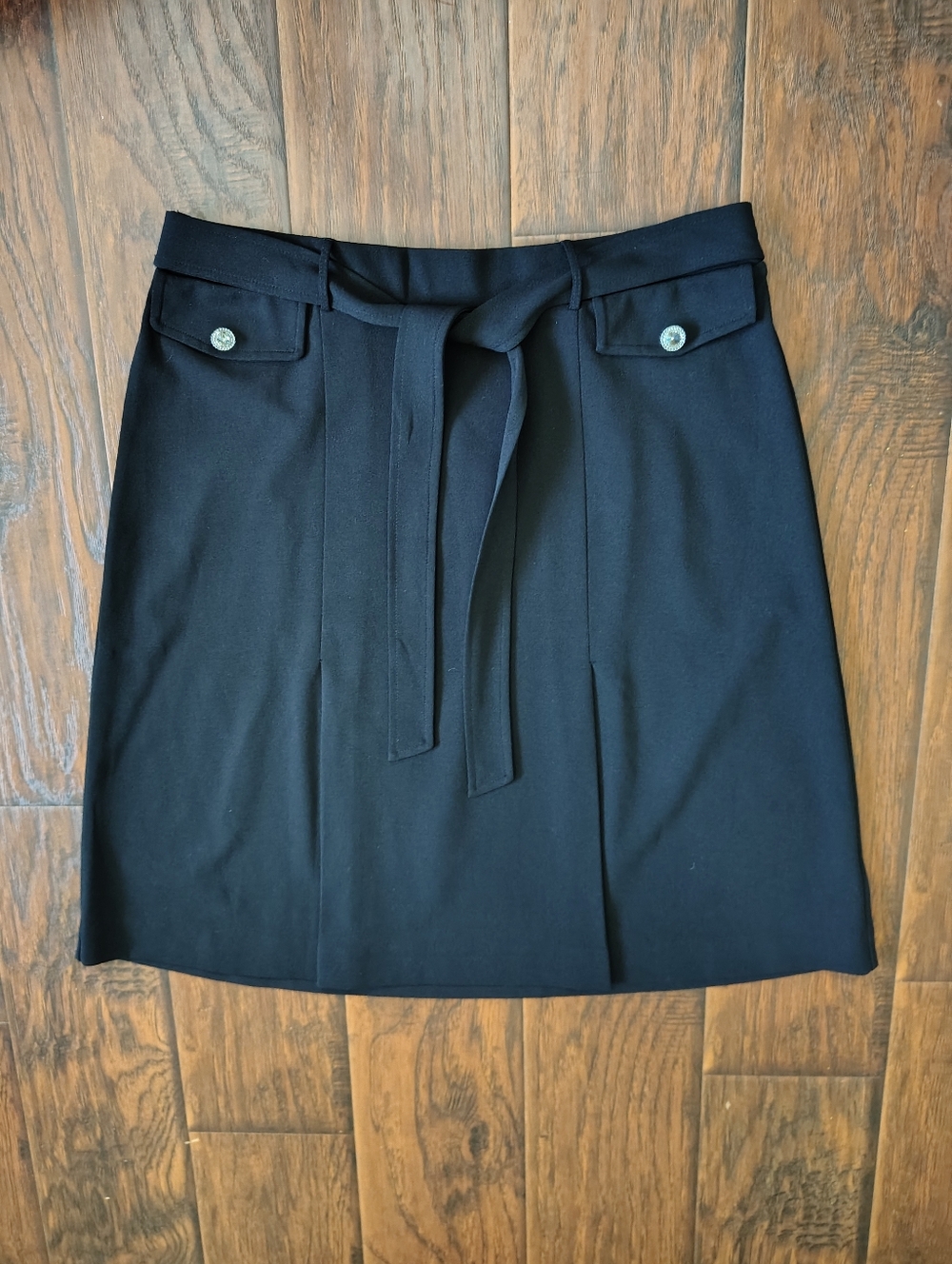 Black High-Waist Pencil Skirt with Waist Tie